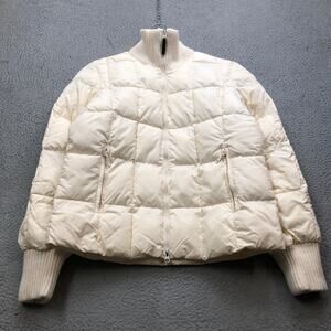 Vintage 90s Tommy Jeans Lined Nylon Acrylic Quilted Puffer Jacket Womens M White